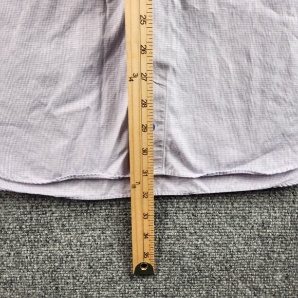 David Donahue Trim Fit Purple Check 17 34/35 Button Up Shirt Men Long Sleeve - Picture 6 of 16